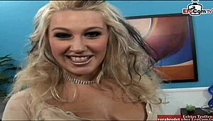 Blonde Teen with Natural Tits and Pierced Pussy Gets Wild in Bed