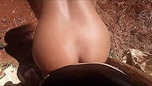 Damn! Brunette with big ass gives it up to the handyman in wild interracial gangbang action. What a pounding session!