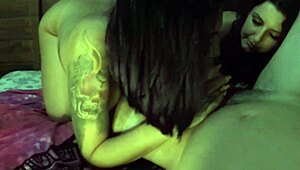 Amazing Double Blowjob in the Cabin with Big Natural Tits!