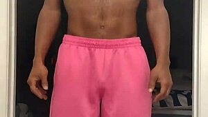 Cute brunette works out in stockings and dorm