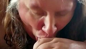 friend's wife cheats with blowjob while topless