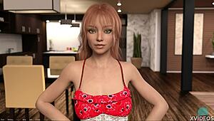 sexy entrepreneur flaunts thin panties in a steamy roleplay with cute redhead