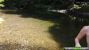 Teen Riley Star's sweet pussy gets outdoor pounding