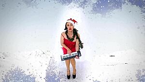 Christmas helper in stockings and lingerie gets kinky retro vintage sex with curvy secretary.