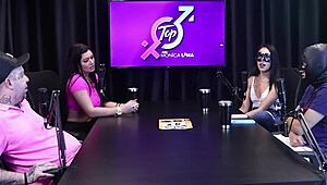 Angry Teen in Sheer Red Lingerie Confronts Man