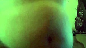 Chubby teen in fishnets playing with belly 😍