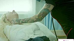 Tattooed Nurse Roughly Fingers Patient in Hospital