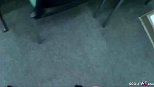 German teen lucy does secret fmm threesome at work