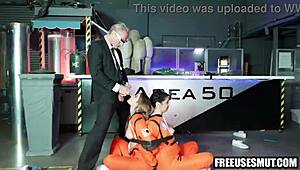 Nosy Teens INTERROGATED by MIB Agent in a Wild FREEUSE Threesome