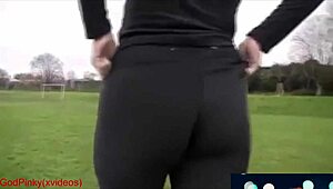 Mature Milf Struts Big Ass in Tight Leggings at Park