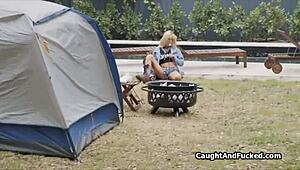 Backyard Camping Turns into Blowing a Stranger in Wild POV