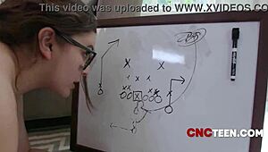 Two students bent over for free use fun.