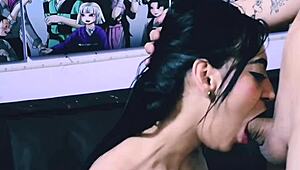 इस एनिमे सीन में स्लट ह्यूज कॉक से डोमिनेट होती