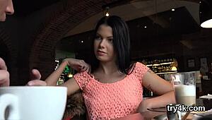 erotic cutie sucks cock in pov and gets pink snatch shagged hard