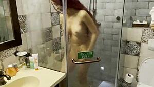 i shave my redhead pussy in the shower after pool