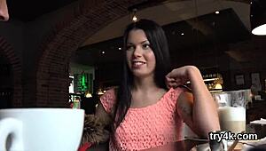 erotic cutie sucks cock in pov and gets pink snatch shagged hard