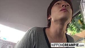 Hot japanese babe fucks him in the car