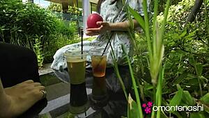 She Loved Apples Ringo! Tight Pussy Japanese Girl Rides and Sucks in Wild Creampie Action!
