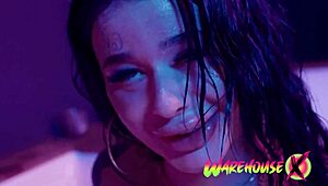 Inked Babe Fingers Tight Pussy While Masturbating In Bathtub.