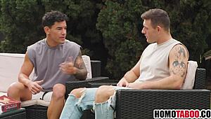 straight step bro learns gay sex with raw bareback action in private