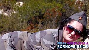 Horny teen bent over for outdoor anal