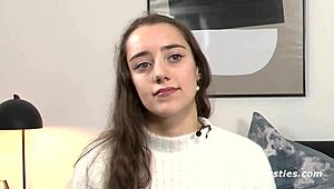 German brunette babe medea masturbates with giant dildo to orgasm