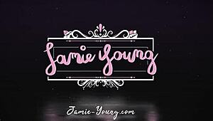 Hot lesbian Bella and Jamie kiss in contest