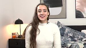 German brunette babe medea masturbates with giant dildo to orgasm