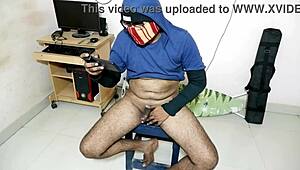 Watch my cock up close while I enjoy porn on my mobile