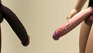 Big White Dick Meets Big Black Cock in Action