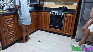 I'm having sex in the kitchen with my horny niece, she has huge tits and lets me fuck her tight wet pussy