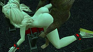 M35 in a 3D game with bondage and outdoor elements.