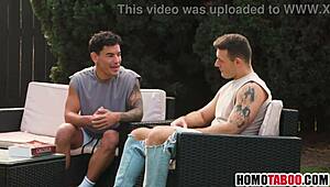 straight step bro learns gay sex with raw bareback action in private