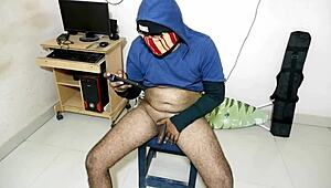 Watch my cock up close while I enjoy porn on my mobile