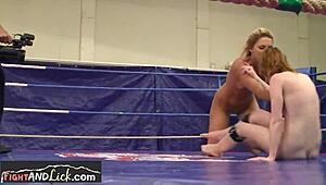 Wrestling Lesbian Babes Dominate with Intense Oral Action