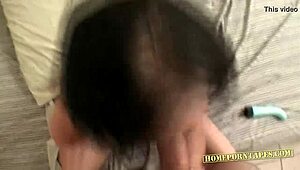 Petite brunette bends over for boyfriend's massive cock.