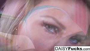hot and horny daisy touches her big tits and pussy, fucking herself to a giant orgasm