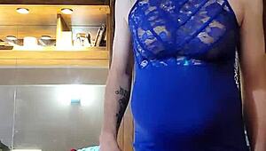 amateur ladyboy teases in a blue dress part two