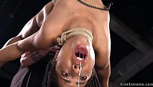 Ebony in Extreme Hogtie Suspension, Rough Bondage Fucking