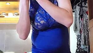 amateur ladyboy teases in a blue dress part two