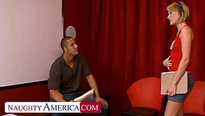 sexy blonde co-ed riley rey finds a way to make up for a missed test