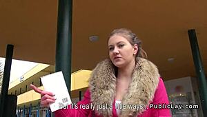 natural euro amateur gets down sucking and banging in public spot