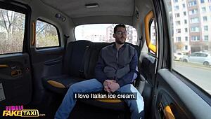 Female fake taxi driver swallows passenger cum in wild ride