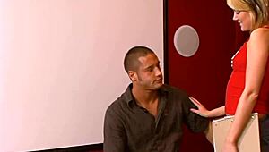 sexy blonde co-ed riley rey finds a way to make up for a missed test