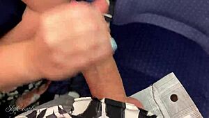 Blonde Babe Gives Sloppy Handjob On Public Train Riskily