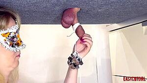 Stepsister plays with a dick on a milking board and hangs various objects from it annycandy painboy.