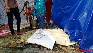 Desi village wife gets wild screwing outdoors on the ranch.