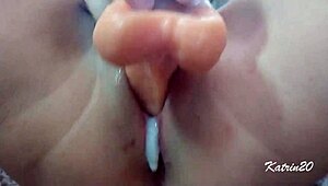 the pussy flows as it feels the cock inside during riding