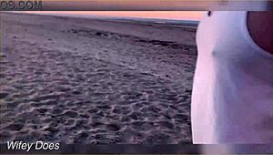 flashing tits at the sunset