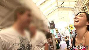 mandy sky dives into rough pov action with tight grip.